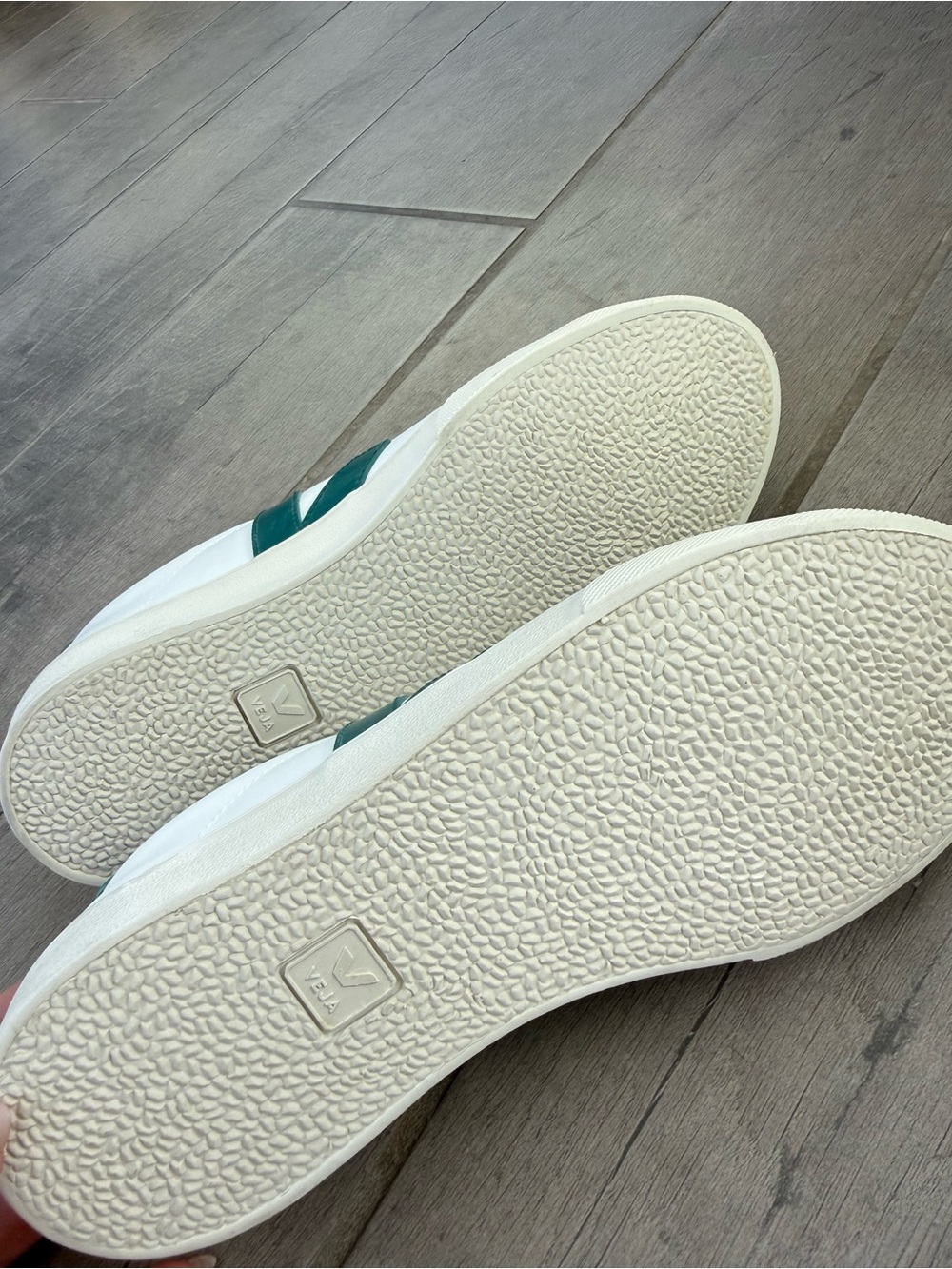 Veja White Sneakers with Green V Logo - Picture 8 of 8